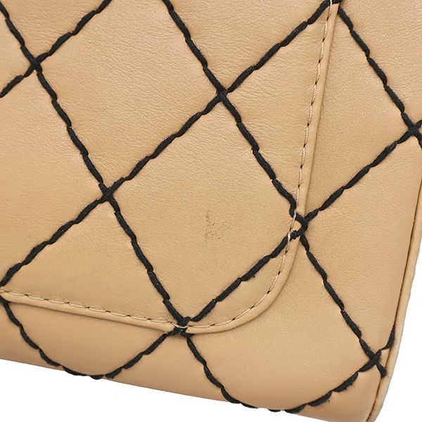 Chanel Wild Stitch Boston Bag Leather Beige Matte Black CC Logo 64 — view 7