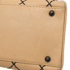 Chanel Wild Stitch Boston Bag Leather Beige Matte Black CC Logo 64 — view 5