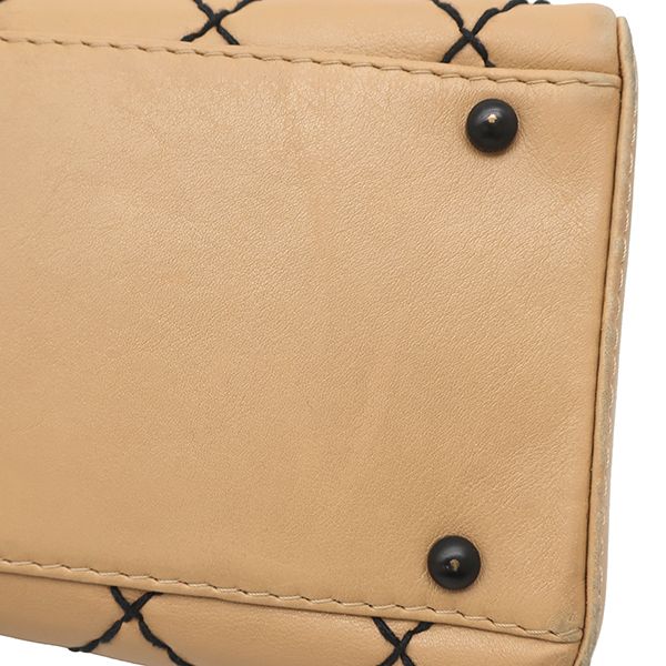 Chanel Wild Stitch Boston Bag Leather Beige Matte Black CC Logo 64 — view 5