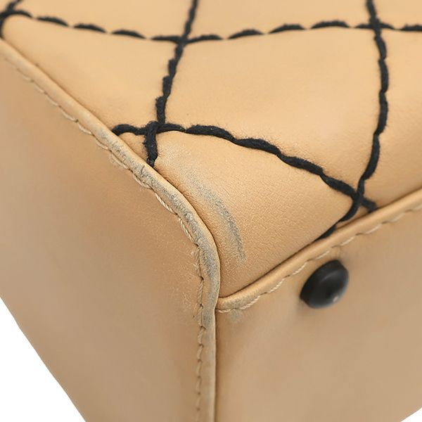 Chanel Wild Stitch Boston Bag Leather Beige Matte Black CC Logo 64 — view 4