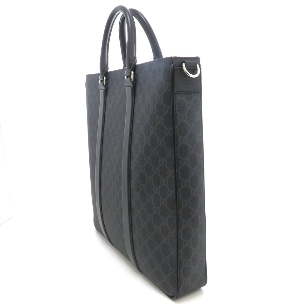 Gucci 2-Way Tote Bag GG Supreme Canvas Leather Black — view 2