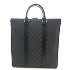 Gucci 2-Way Tote Bag GG Supreme Canvas Leather Black