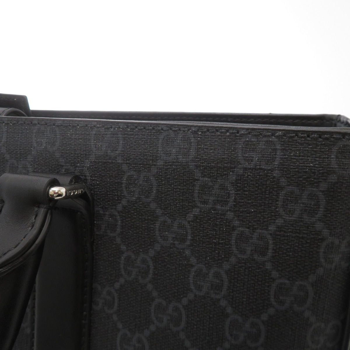 Gucci 2-Way Tote Bag GG Supreme Canvas Leather Black — view 4