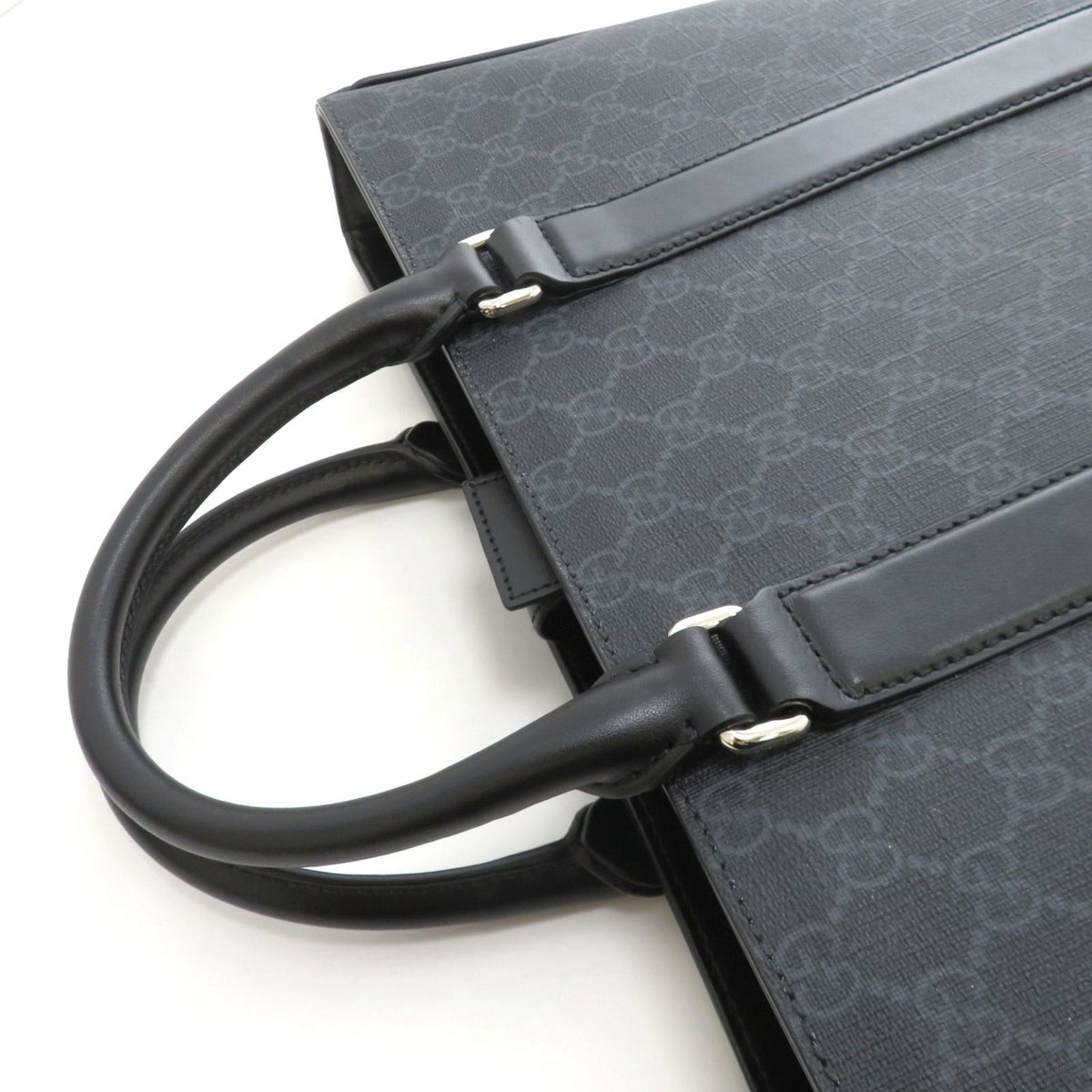 Gucci 2-Way Tote Bag GG Supreme Canvas Leather Black — view 3