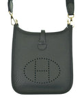 Hermes Evelyne TPM Taurillon Clemence Black Gold Shoulder Bag