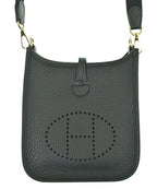 Hermes Evelyne TPM Taurillon Clemence Black Gold Shoulder Bag