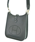 Hermes Evelyne TPM Taurillon Clemence Black Gold Shoulder Bag — view 6