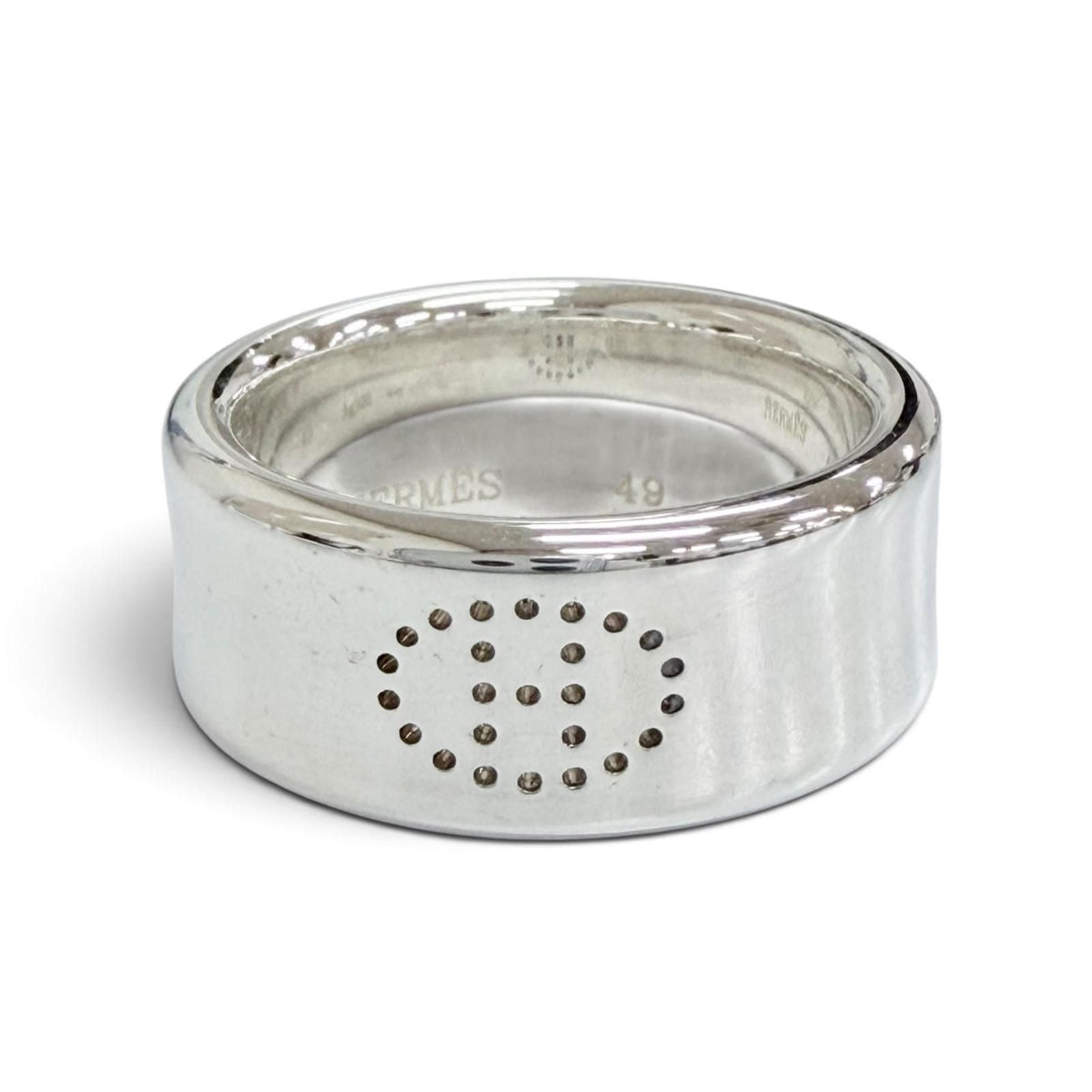 Hermes Eclipse Ribbon Ring H Logo Silver