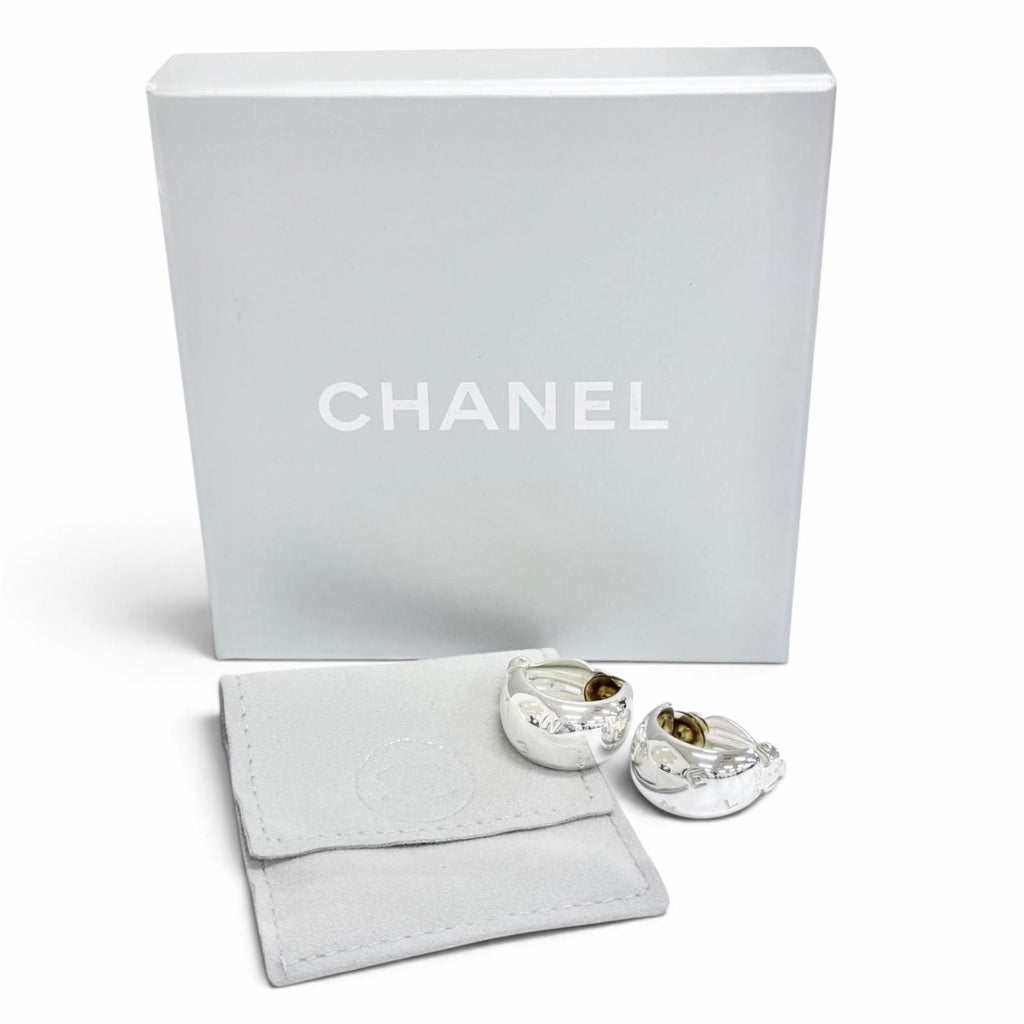 Chanel 925 Logo Earrings Clip-On Silver — view 2