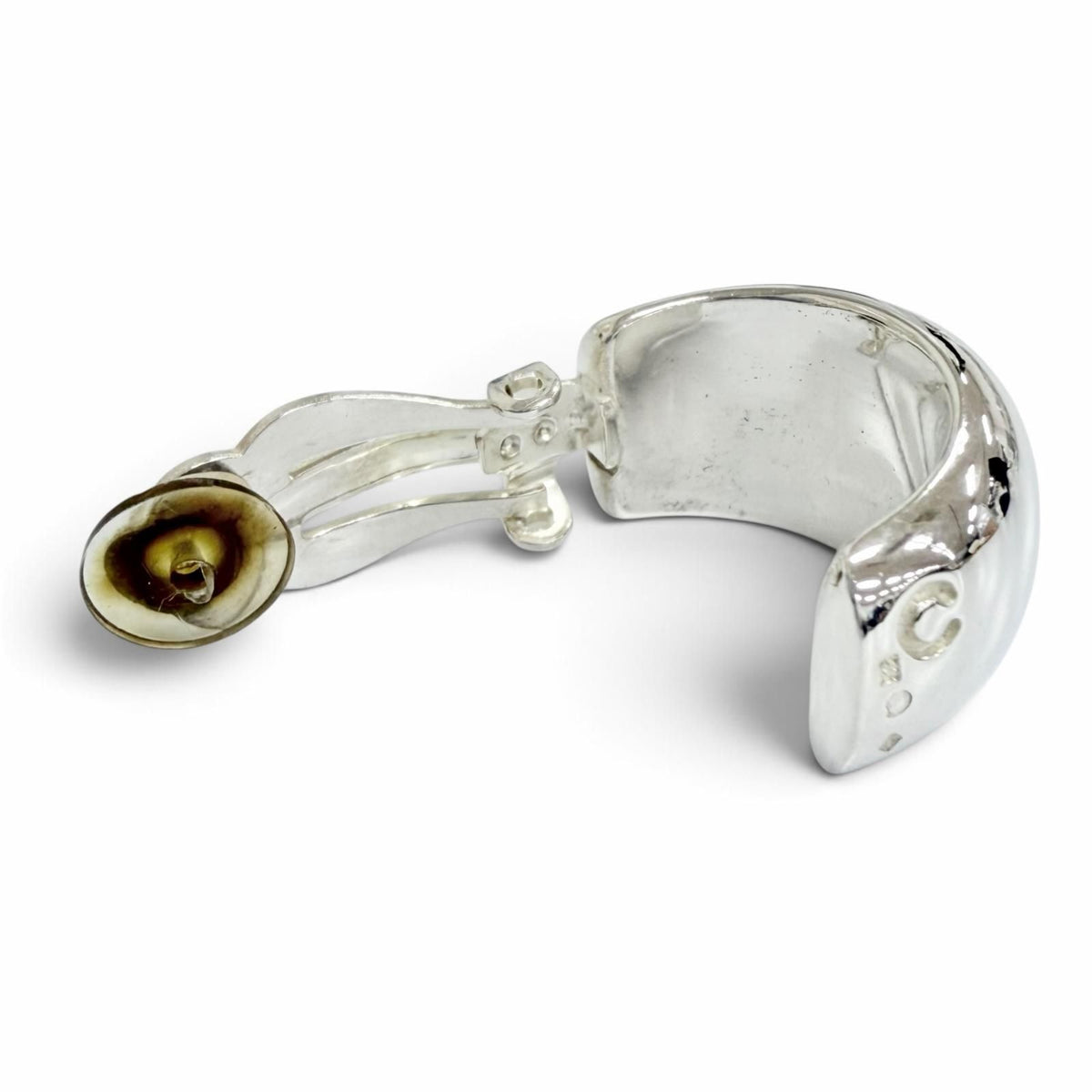 Chanel 925 Logo Earrings Clip-On Silver — view 5