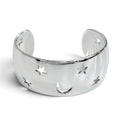 Hermes 925 Moon Star Bangle Bracelet Hollowed Out Design Silver Buddha
