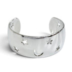 Hermes 925 Moon Star Bangle Bracelet Hollowed Out Design Silver Buddha