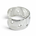Hermes 925 Moon Star Bangle Bracelet Hollowed Out Design Silver Buddha — view 4