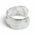 Hermes 925 Moon Star Bangle Bracelet Hollowed Out Design Silver Buddha — view 3