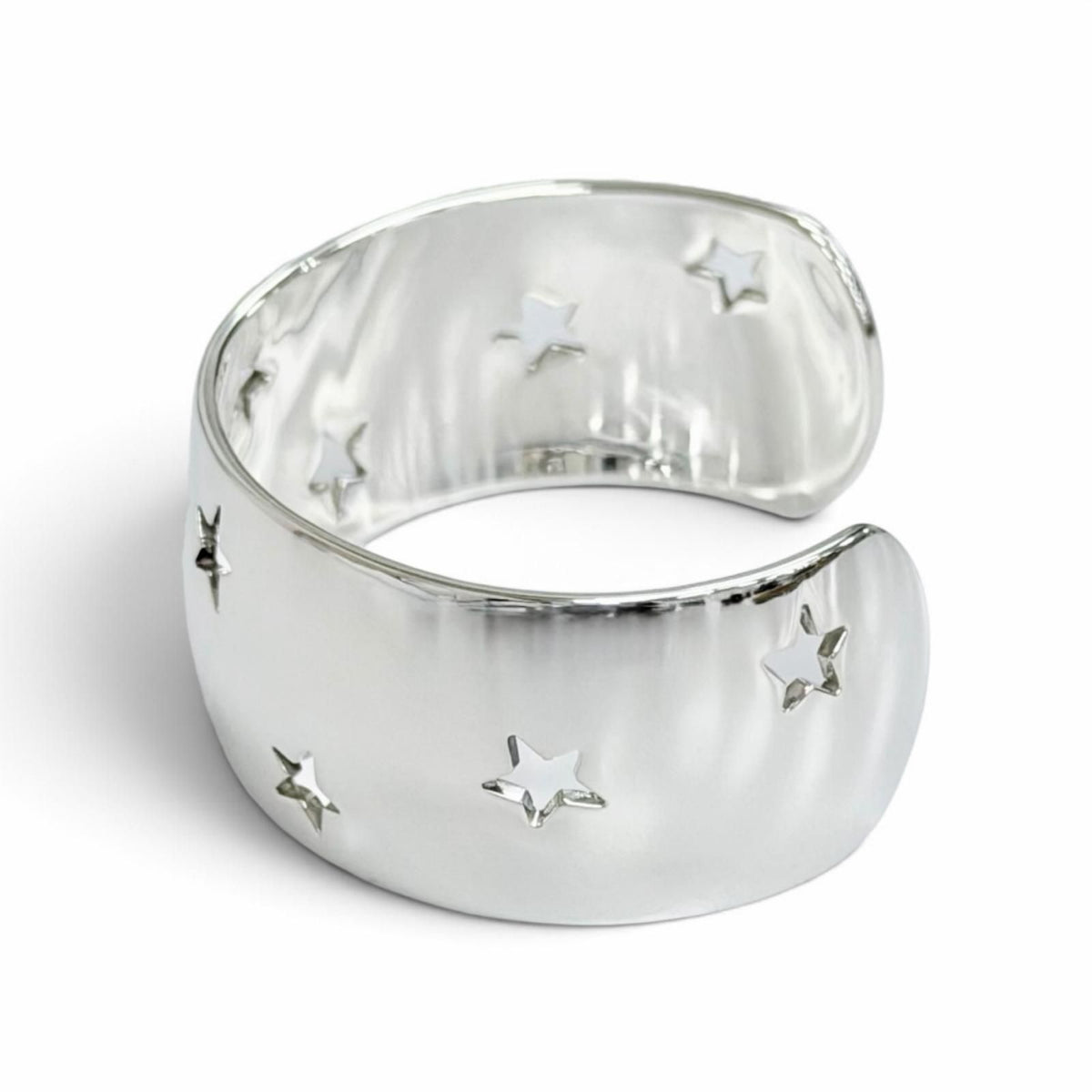 Hermes 925 Moon Star Bangle Bracelet Hollowed Out Design Silver Buddha — view 3