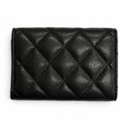 Chanel Caviar Leather CC Logo Compact Wallet Trifold Black — view 3