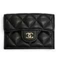 Chanel Caviar Leather CC Logo Compact Wallet Trifold Black