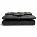 Chanel Caviar Leather CC Logo Compact Wallet Trifold Black — view 4