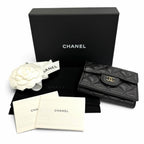 Chanel Caviar Leather CC Logo Compact Wallet Trifold Black — view 2