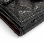 Chanel Caviar Leather CC Logo Compact Wallet Trifold Black — view 8