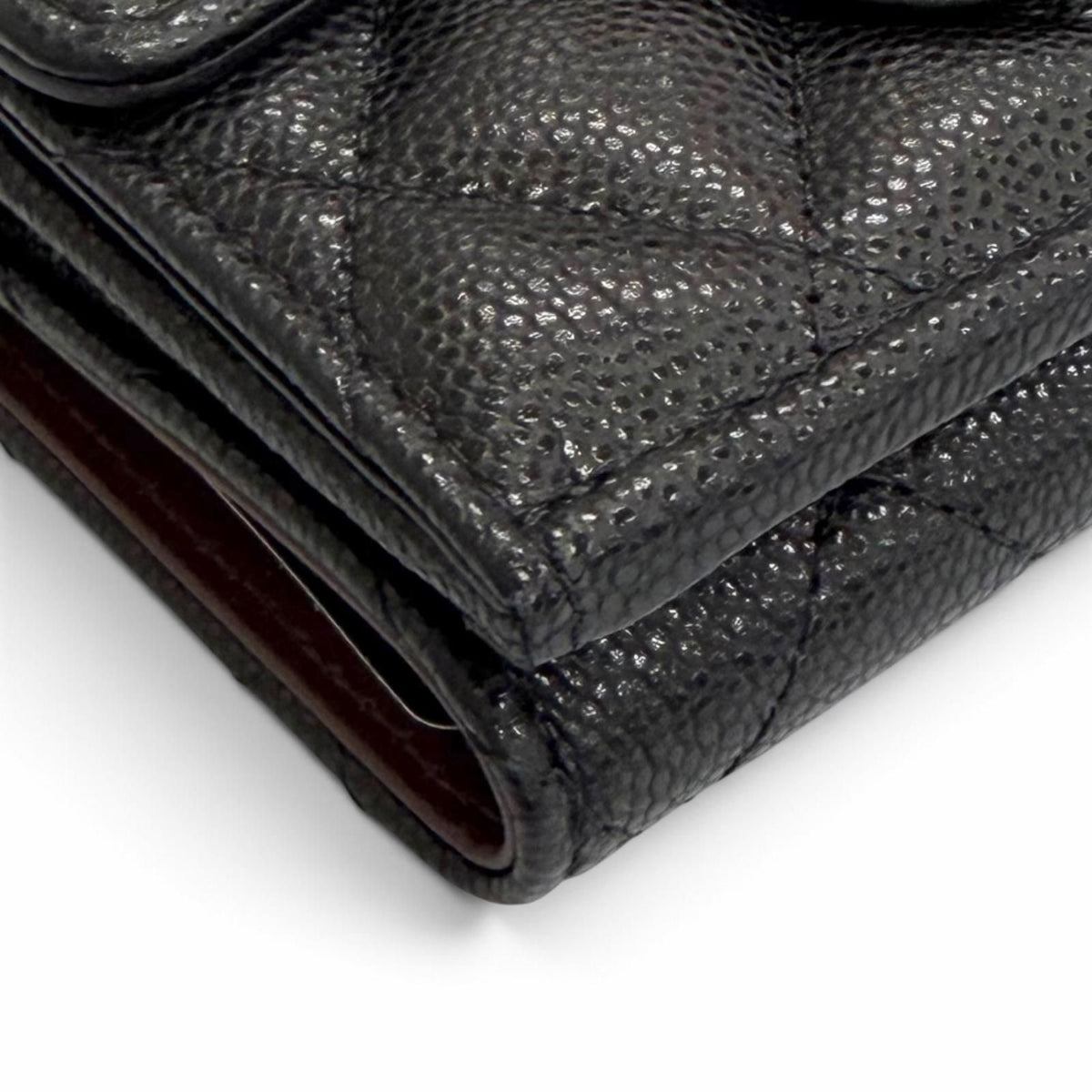Chanel Caviar Leather CC Logo Compact Wallet Trifold Black — view 8