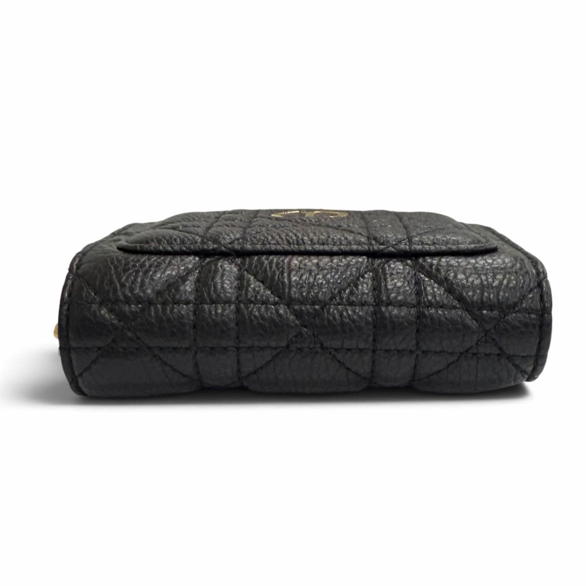 Dior Caro Acacias Calfskin Cannage Leather Compact Wallet Black — view 4