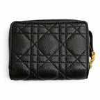 Dior Caro Acacias Calfskin Cannage Leather Compact Wallet Black — view 3