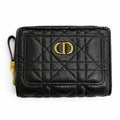 Dior Caro Acacias Calfskin Cannage Leather Compact Wallet Black