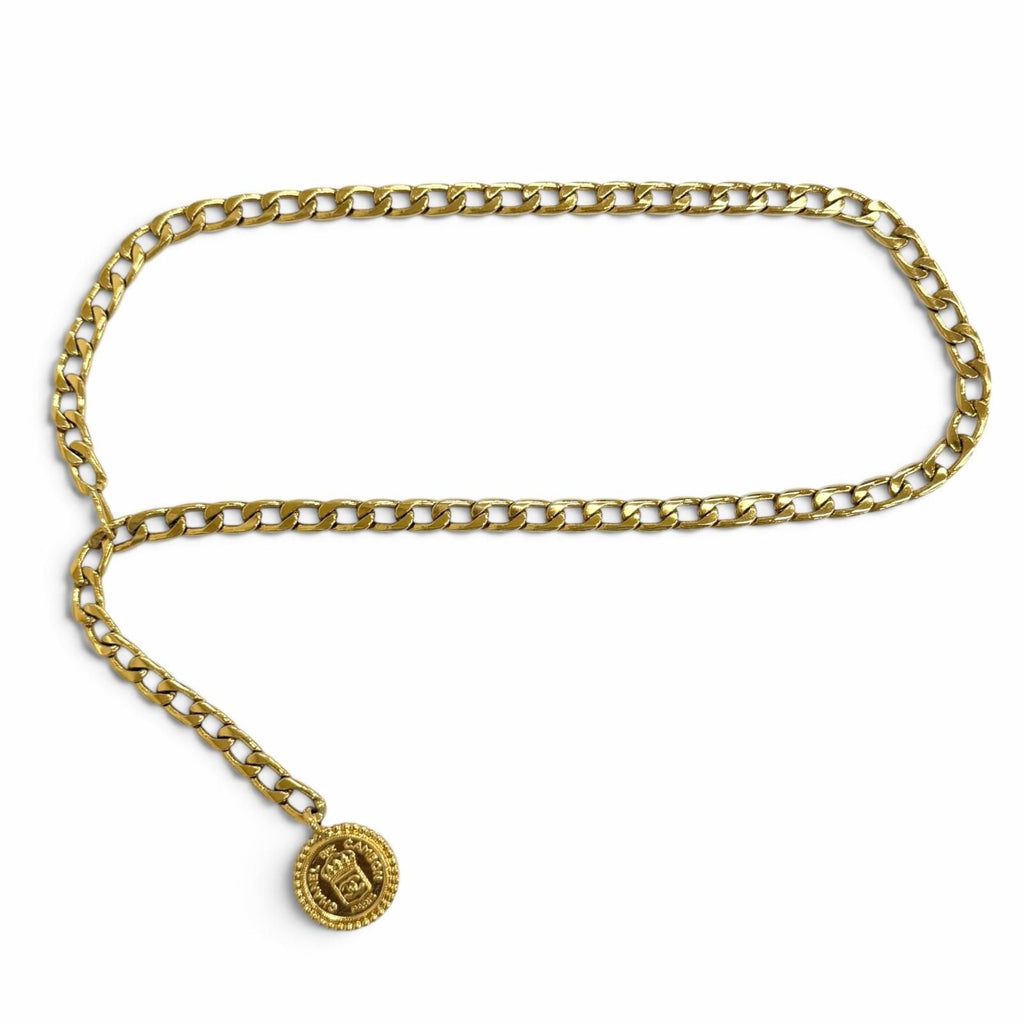 Chanel Vintage CC Logo Coin Motif Chain Belt Gold — view 3