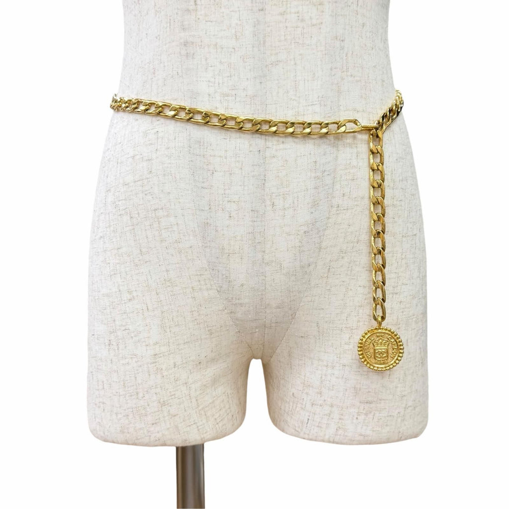 Chanel Vintage CC Logo Coin Motif Chain Belt Gold — view 2