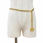 Chanel Vintage CC Logo Coin Motif Chain Belt Gold — view 2