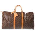 Louis Vuitton Monogram Keepall 55 Boston Bag Brown Leather