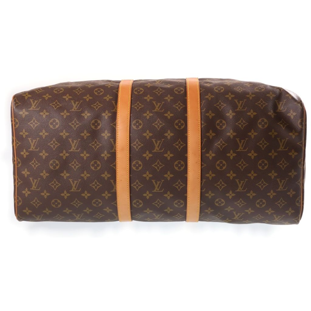 Louis Vuitton Monogram Keepall 55 Boston Bag Brown Leather — view 4