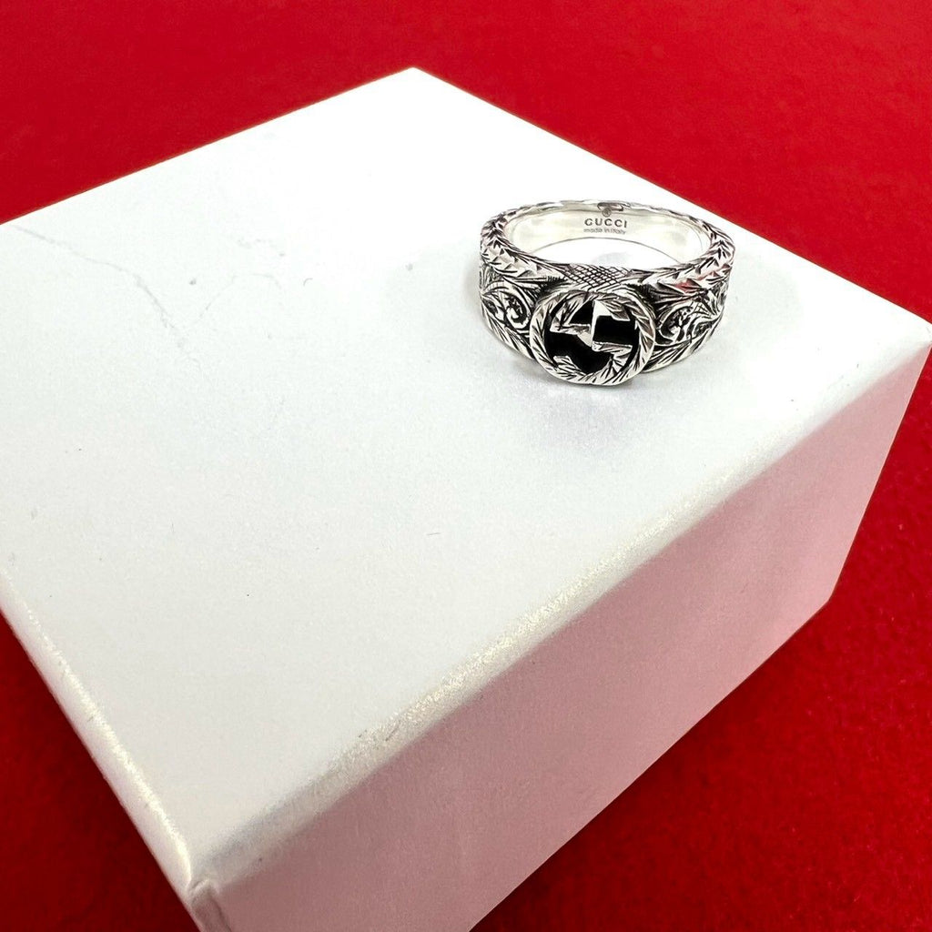 Gucci Interlocking G Arabesque Ring 925 Sterling Silver