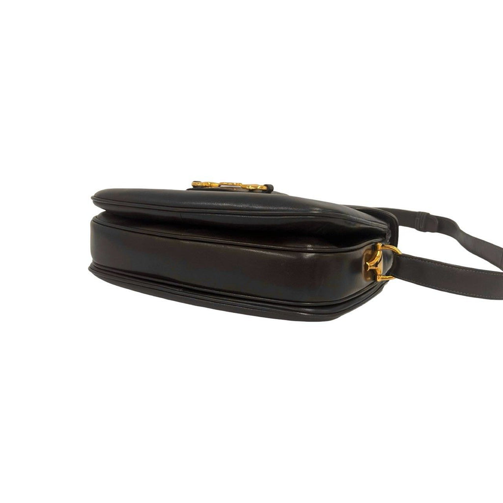 Gucci Vintage GG Logo Horsebit Leather Shoulder Bag Brown — view 8