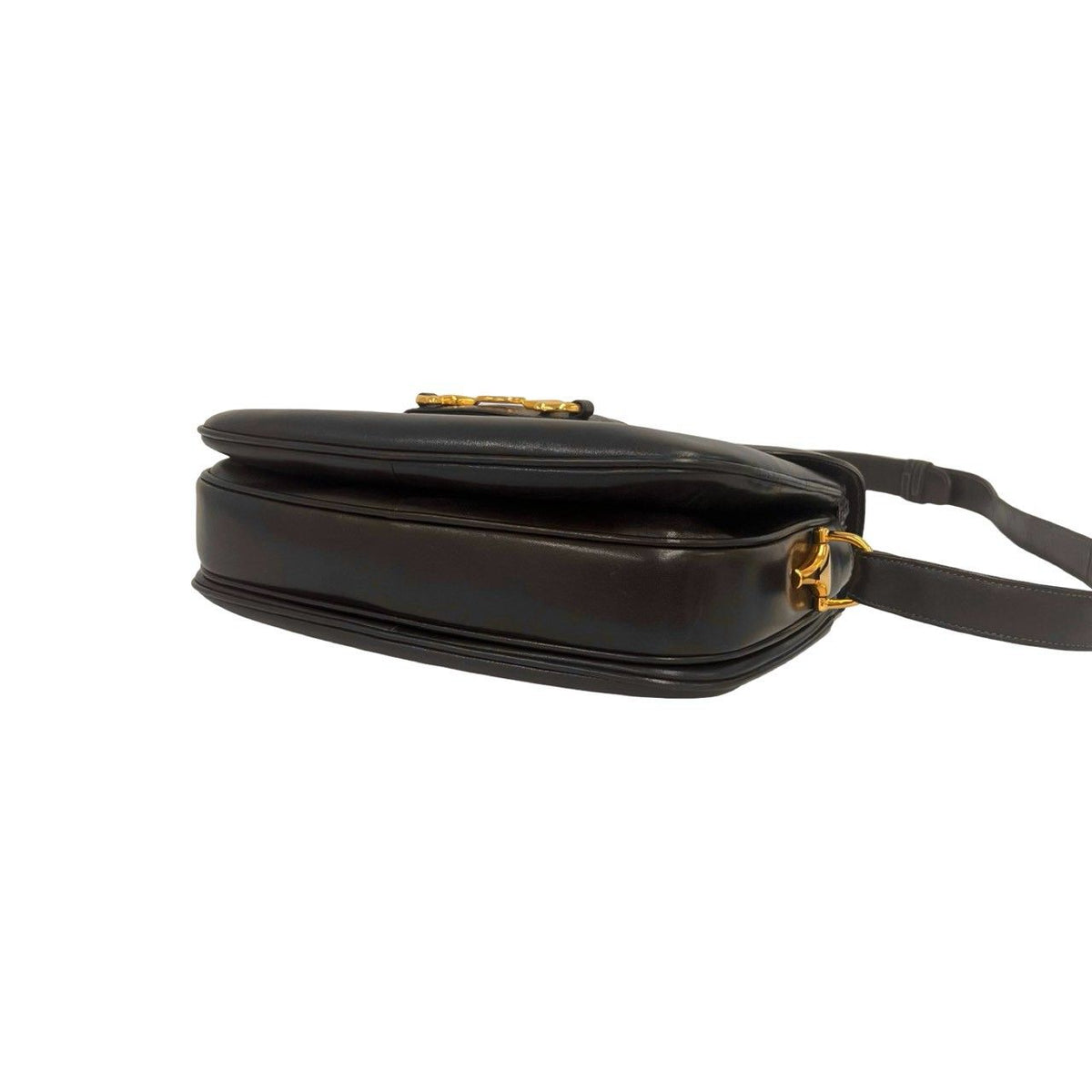 Gucci Vintage GG Logo Horsebit Leather Shoulder Bag Brown — view 8