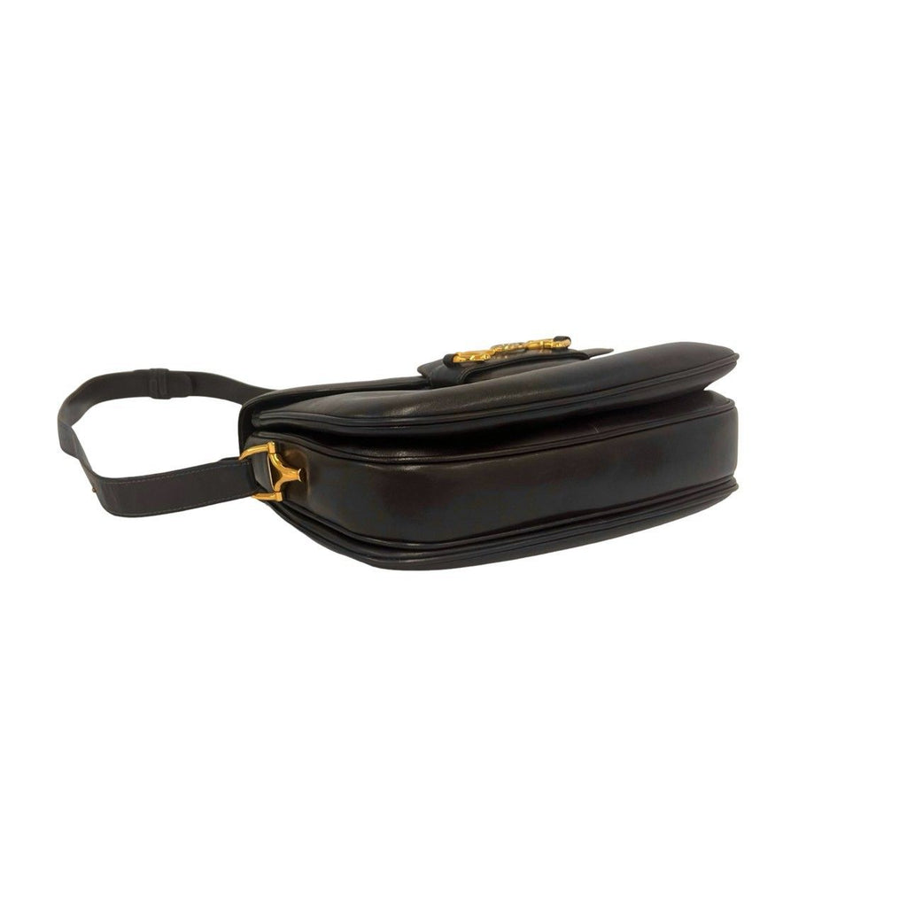 Gucci Vintage GG Logo Horsebit Leather Shoulder Bag Brown — view 7