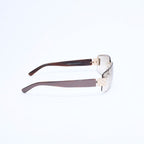 Gucci Half Rim Sunglasses S 61 GG Logo Brown Gold Eyewear — view 4