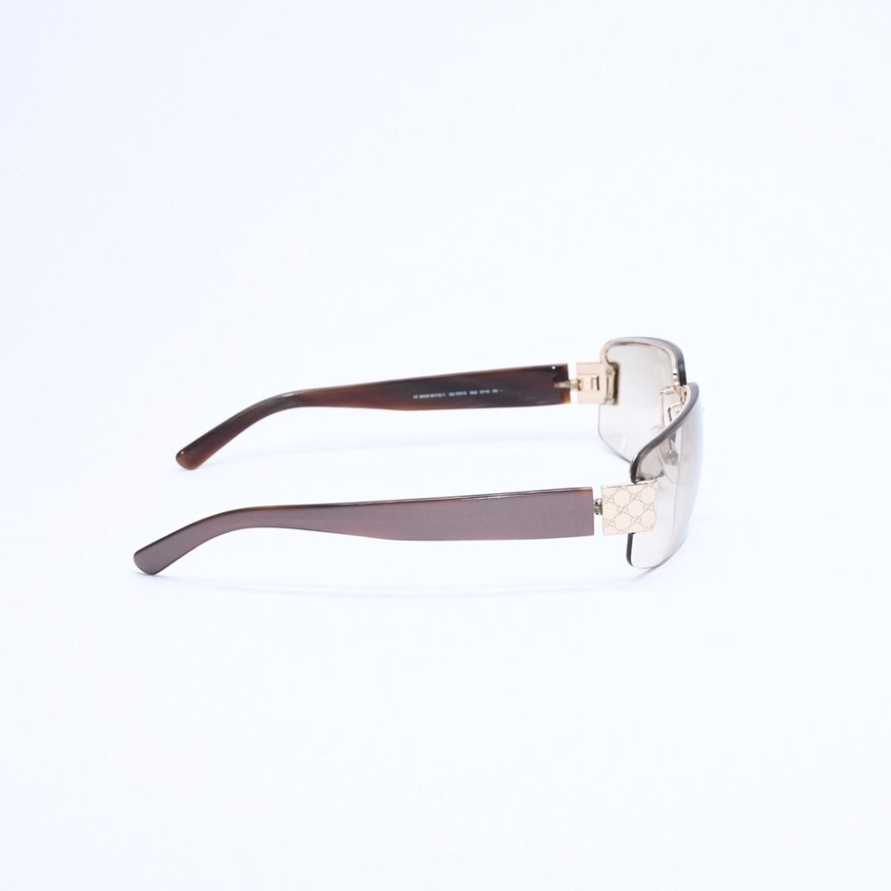 Gucci Half Rim Sunglasses S 61 GG Logo Brown Gold Eyewear — view 4