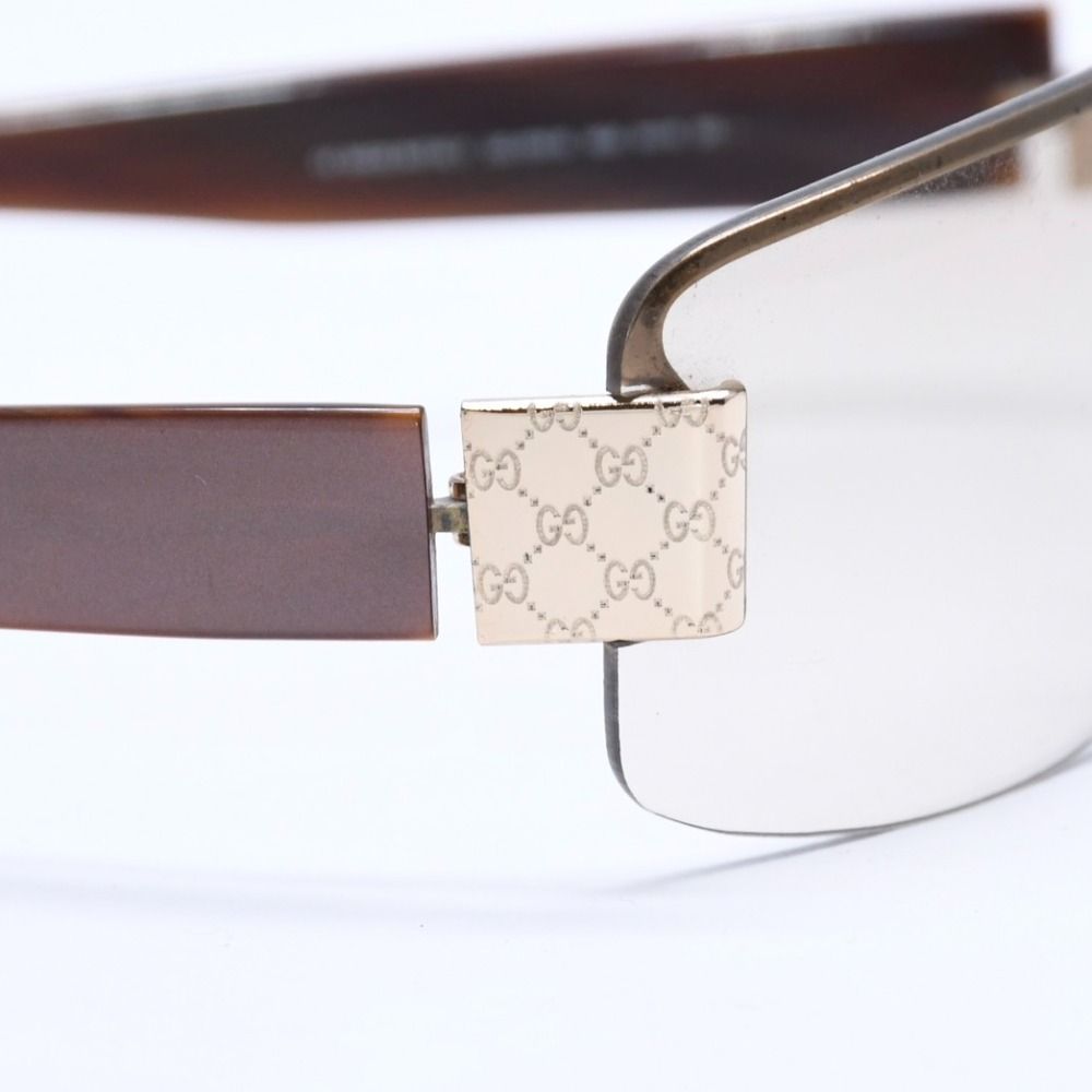 Gucci Half Rim Sunglasses S 61 GG Logo Brown Gold Eyewear — view 7