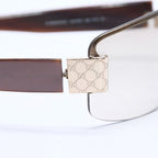 Gucci Half Rim Sunglasses S 61 GG Logo Brown Gold Eyewear — view 7