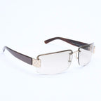 Gucci Half Rim Sunglasses S 61 GG Logo Brown Gold Eyewear — view 3