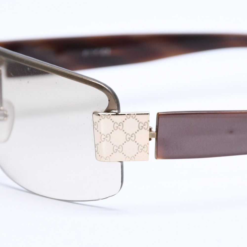 Gucci Half Rim Sunglasses S 61 GG Logo Brown Gold Eyewear — view 6