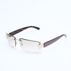 Gucci Half Rim Sunglasses S 61 GG Logo Brown Gold Eyewear — view 2
