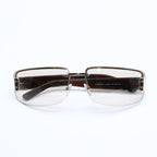 Gucci Half Rim Sunglasses S 61 GG Logo Brown Gold Eyewear