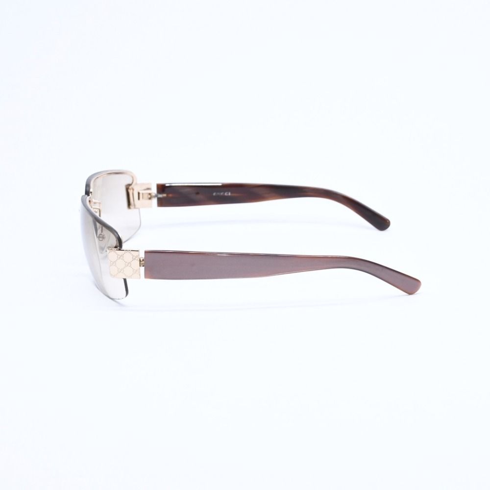 Gucci Half Rim Sunglasses S 61 GG Logo Brown Gold Eyewear — view 5