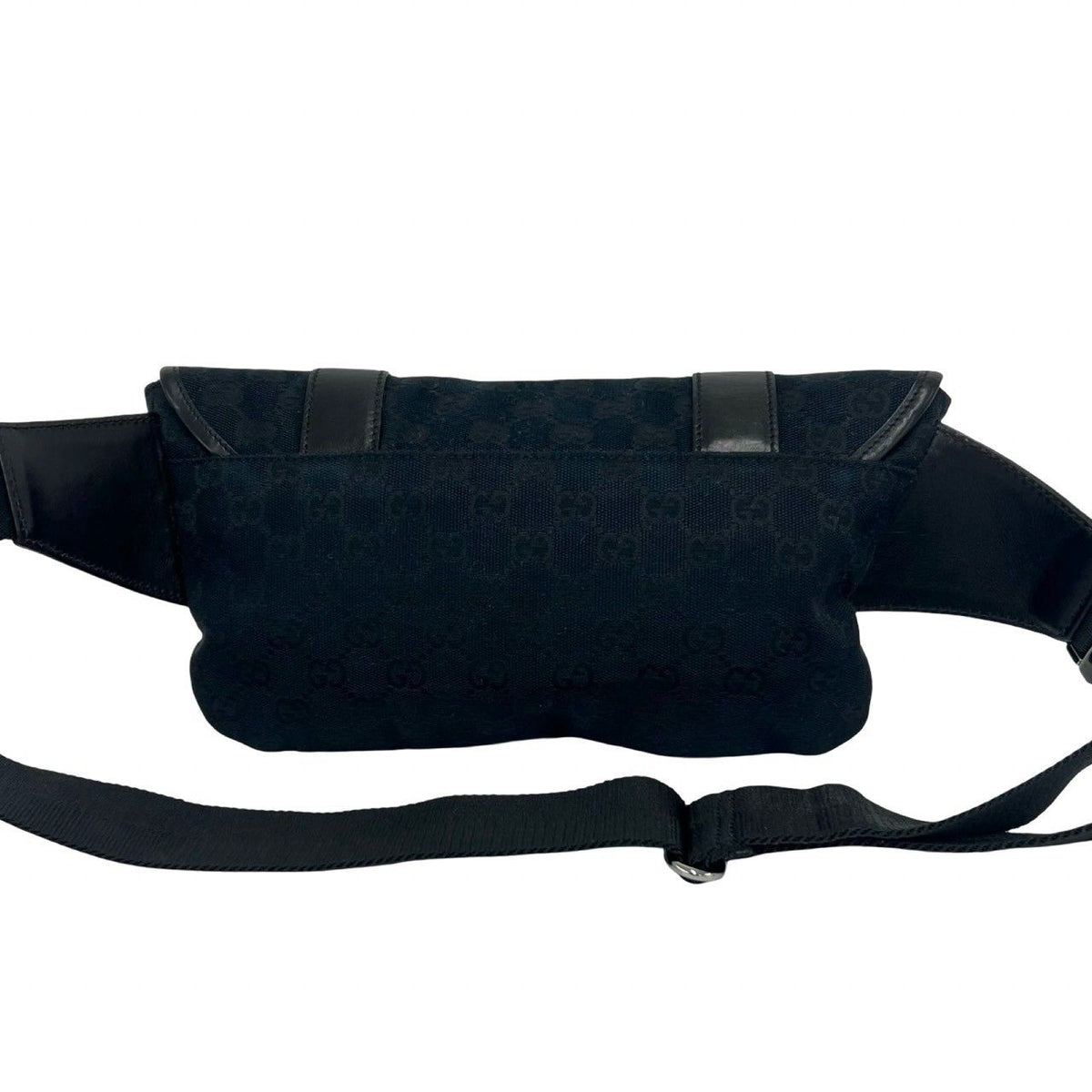 Gucci GG Canvas Leather Shoulder Bag Waist Pouch Black — view 3