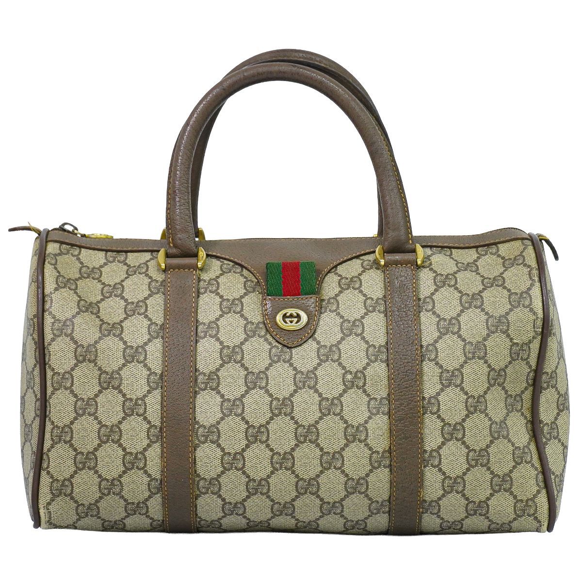 Gucci Vintage Sherry Line GG Supreme Mini Boston Bag Beige Shelly