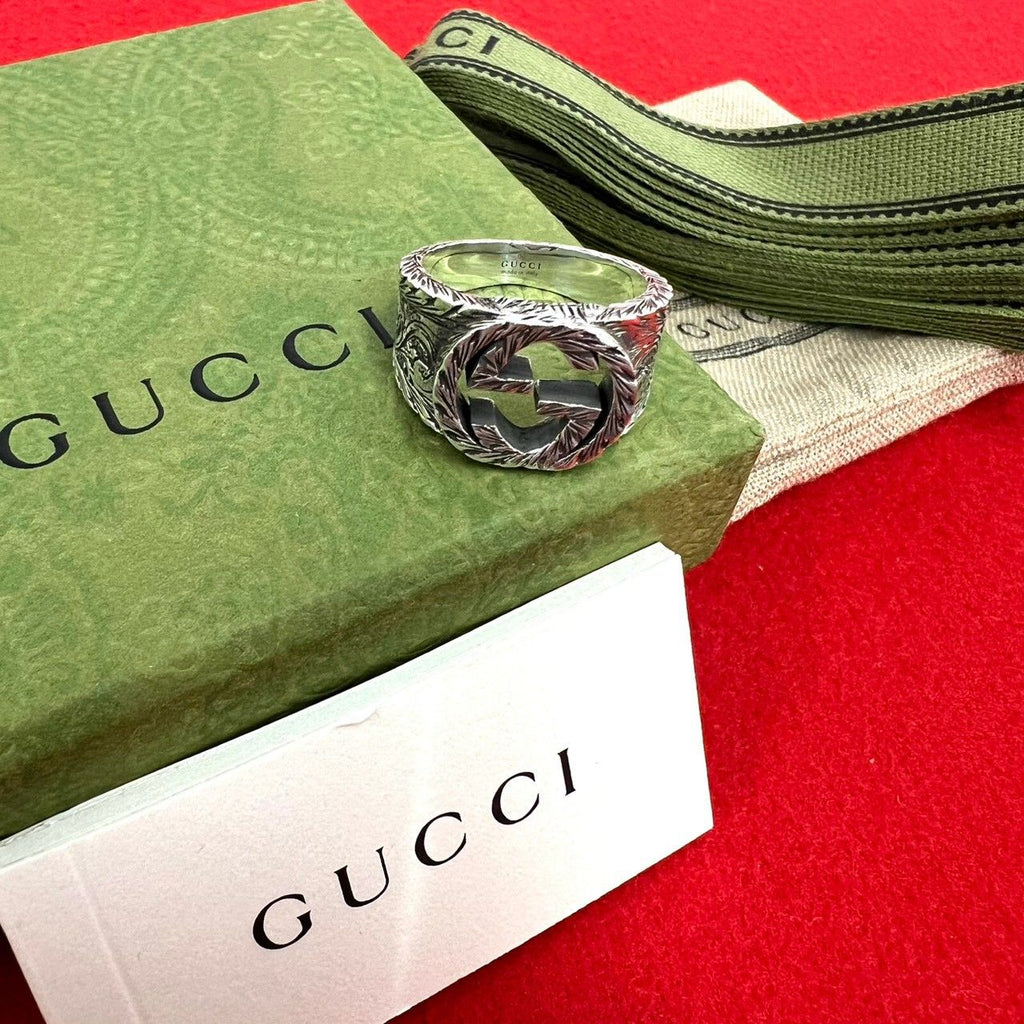 Gucci Interlocking G Arabesque Ring 925 Sterling Silver