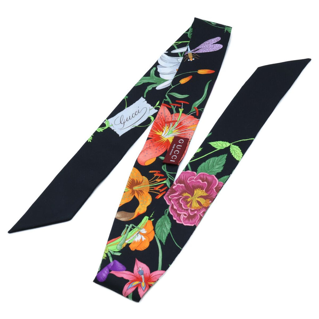 Gucci Flower Print Silk Twill Ribbon Scarf — view 3